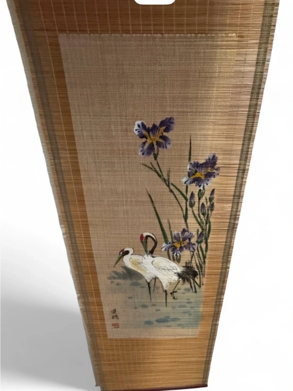 Vintage set of 2 Chinese Bamboo Slat Scrolka 14x20”